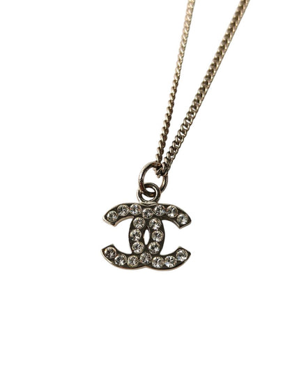 CHANEL シャネル ココマーク ラインストーン付 ネックレス 銀 管理番号：11783