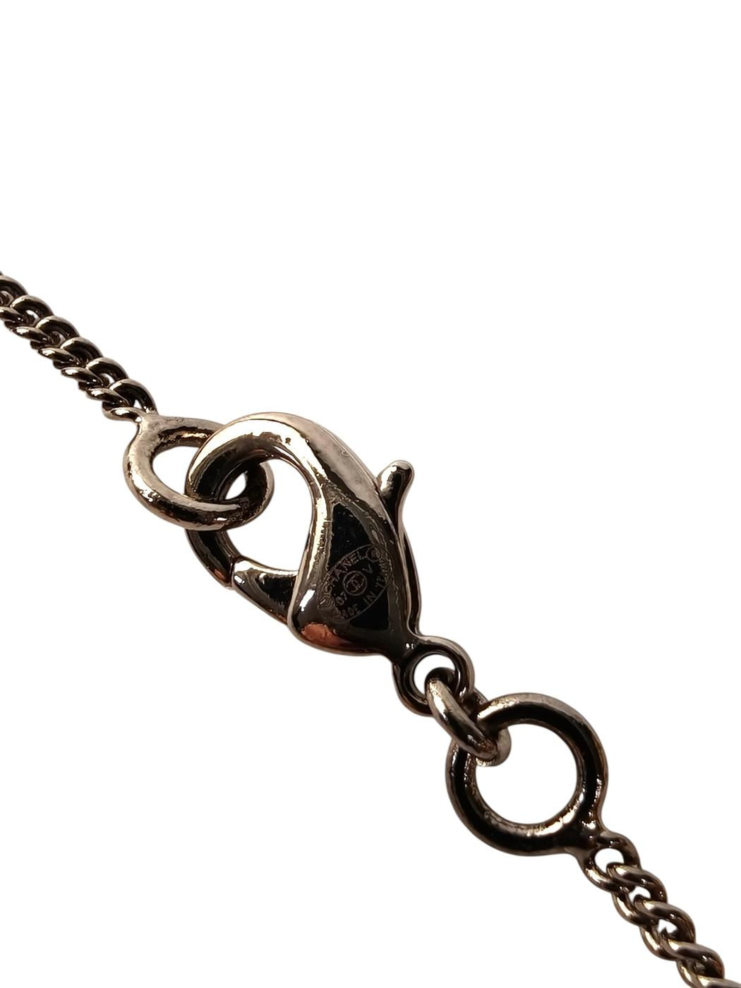 CHANEL シャネル ココマーク ラインストーン付 ネックレス 銀 管理番号：11783