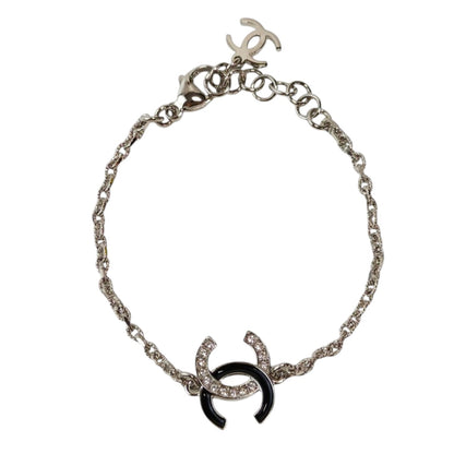CHANEL シャネル ココマーク ラインストーン ブレスレット 銀 管理番号：11788
