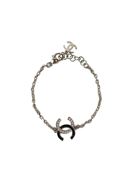CHANEL シャネル ココマーク ラインストーン ブレスレット 銀 管理番号：11788