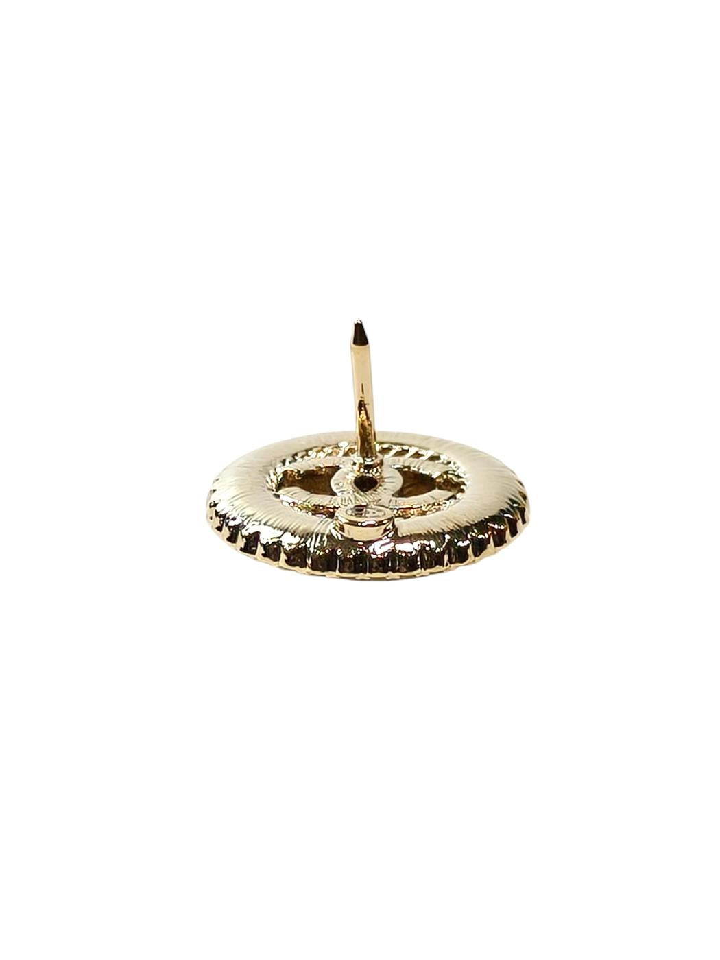 CHANEL Coco Mark Round Rhinestone Brooch Gold 2024 Ref: 11796