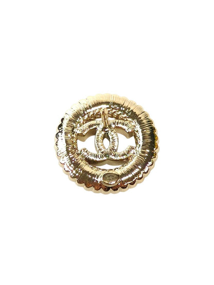 CHANEL Coco Mark Round Rhinestone Brooch Gold 2024 Ref: 11796