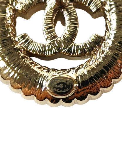 CHANEL Coco Mark Round Rhinestone Brooch Gold 2024 Ref: 11796