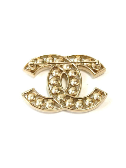 CHANEL Coco Mark Faux Pearl Brooch Gold GP 2013 Control Number: 11800