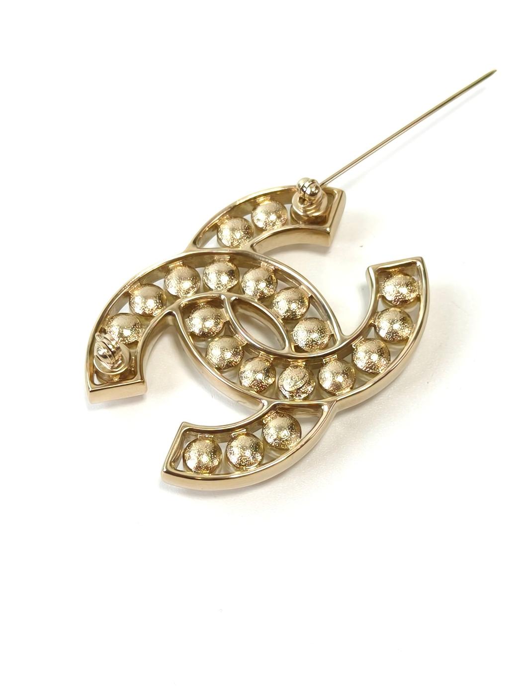 CHANEL Coco Mark Faux Pearl Brooch Gold GP 2013 Control Number: 11800