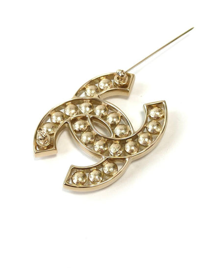 CHANEL Coco Mark Faux Pearl Brooch Gold GP 2013 Control Number: 11800