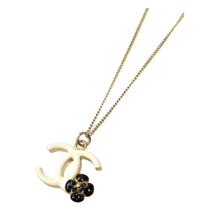 CHANEL Camellia Coco Mark White x Black Chain approx. 42cm Necklace Gold 2012 Ref: 11801