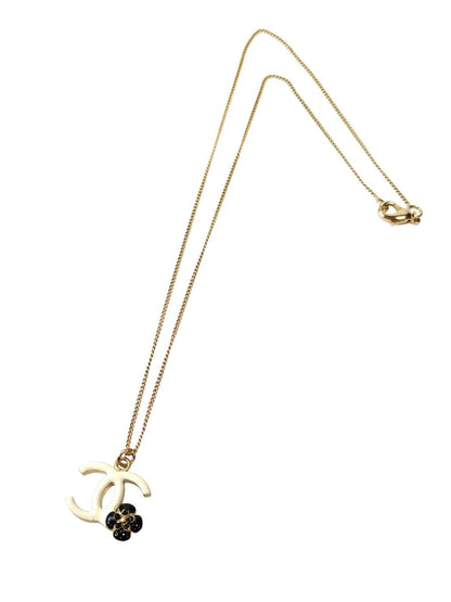 CHANEL Camellia Coco Mark White x Black Chain approx. 42cm Necklace Gold 2012 Ref: 11801