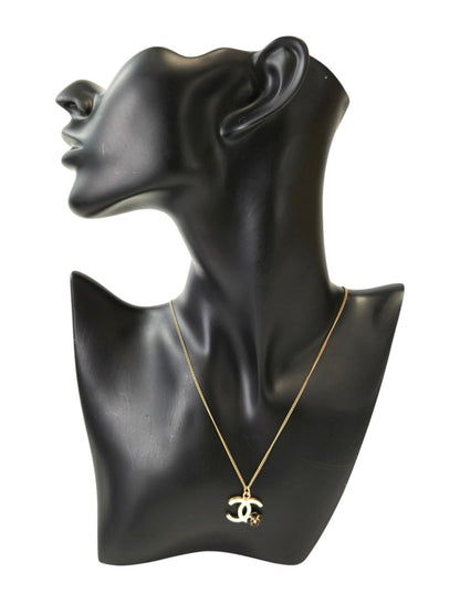 CHANEL Camellia Coco Mark White x Black Chain approx. 42cm Necklace Gold 2012 Ref: 11801