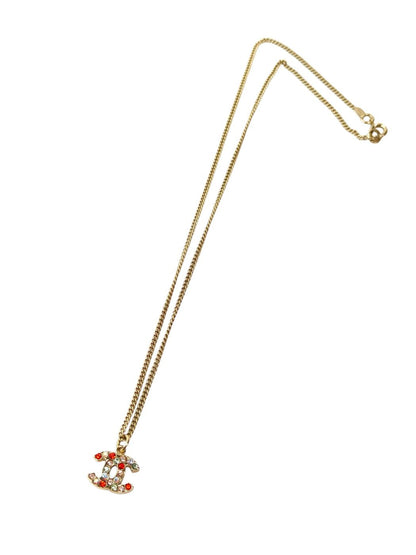 CHANEL Coco Mark Colorful Rhinestone Necklace with 04A Collection Plate, Gold, Ref No: 11812