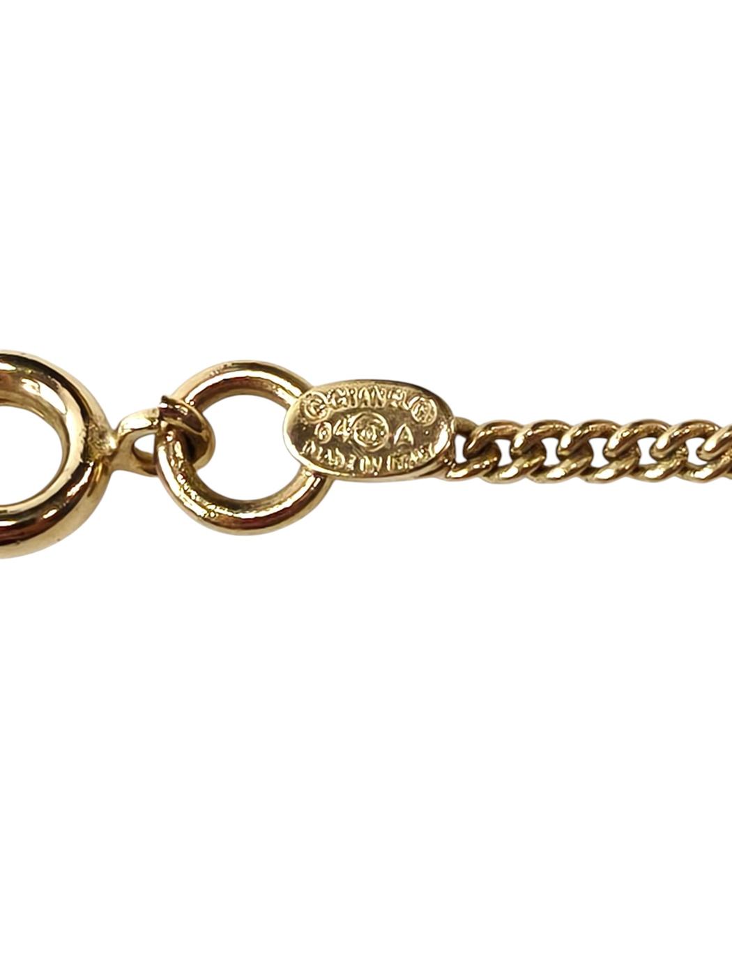 CHANEL Coco Mark Colorful Rhinestone Necklace with 04A Collection Plate, Gold, Ref No: 11812