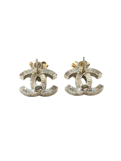 CHANEL Coco Mark Clover Rhinestone B24K Earrings Gold Control Number: 11813