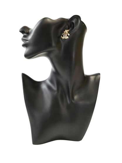 CHANEL Coco Mark Clover Rhinestone B24K Earrings Gold Control Number: 11813