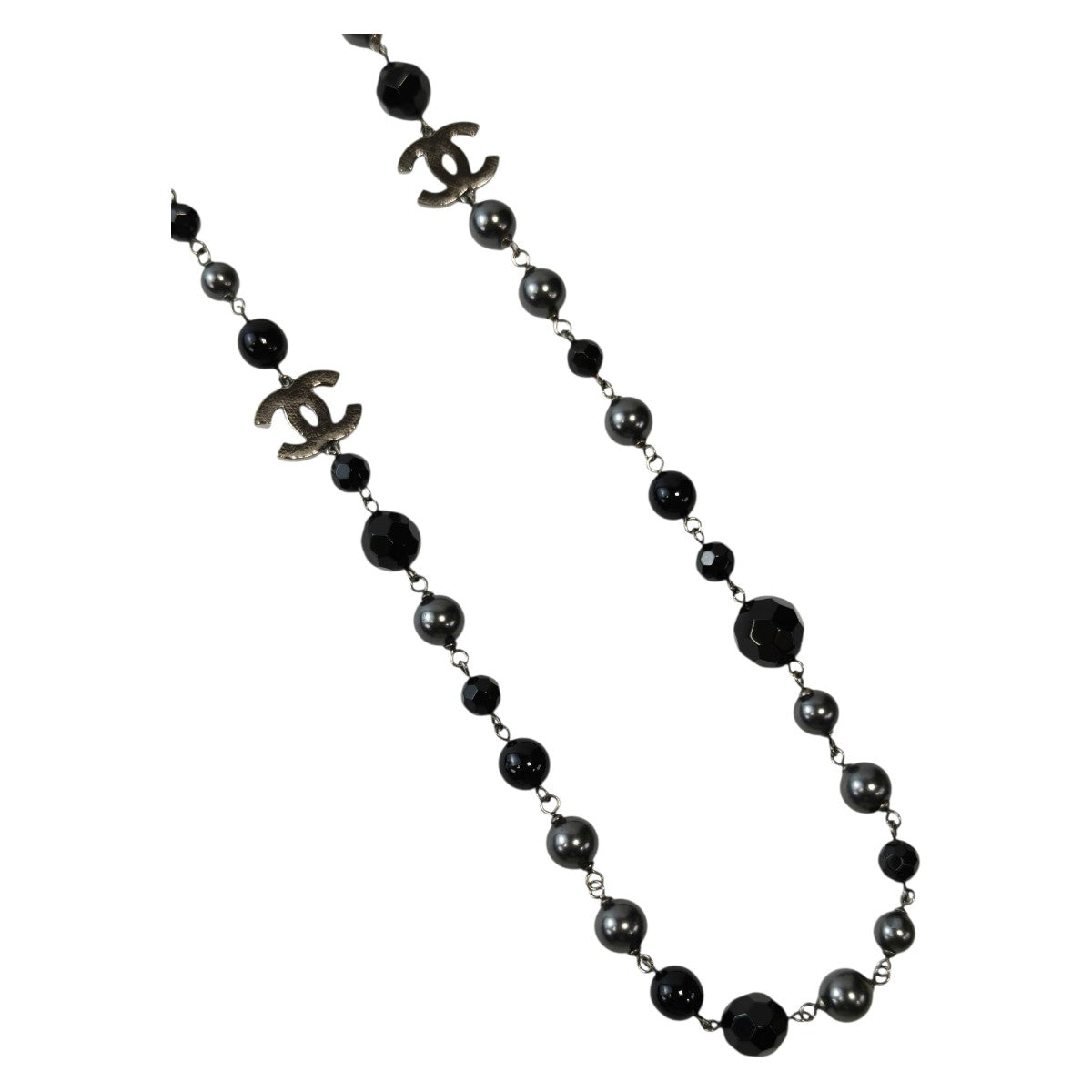 CHANEL Coco Mark Black Pearl Long Necklace 10V Black Management Number: 11814
