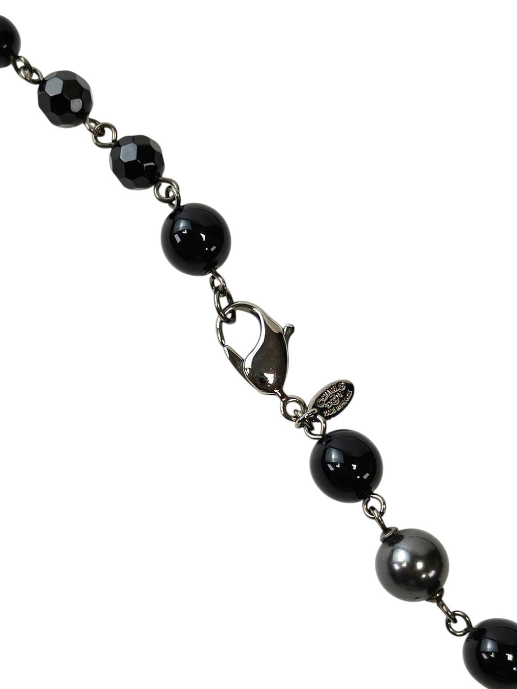 CHANEL Coco Mark Black Pearl Long Necklace 10V Black Management Number: 11814