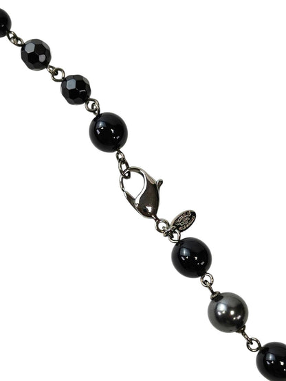 CHANEL Coco Mark Black Pearl Long Necklace 10V Black Management Number: 11814