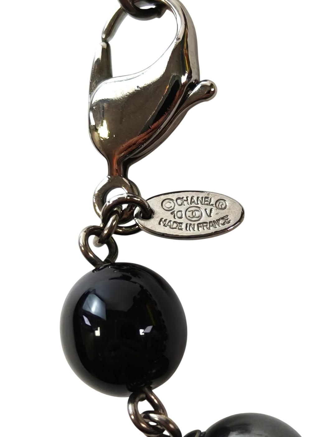 CHANEL Coco Mark Black Pearl Long Necklace 10V Black Management Number: 11814