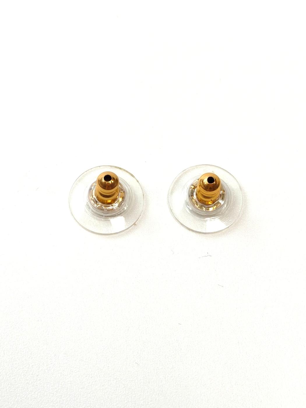 CHANEL Rhinestone CC Logo Pierced Earrings with Collection Plate 02A Gold, Reference Number: 11815
