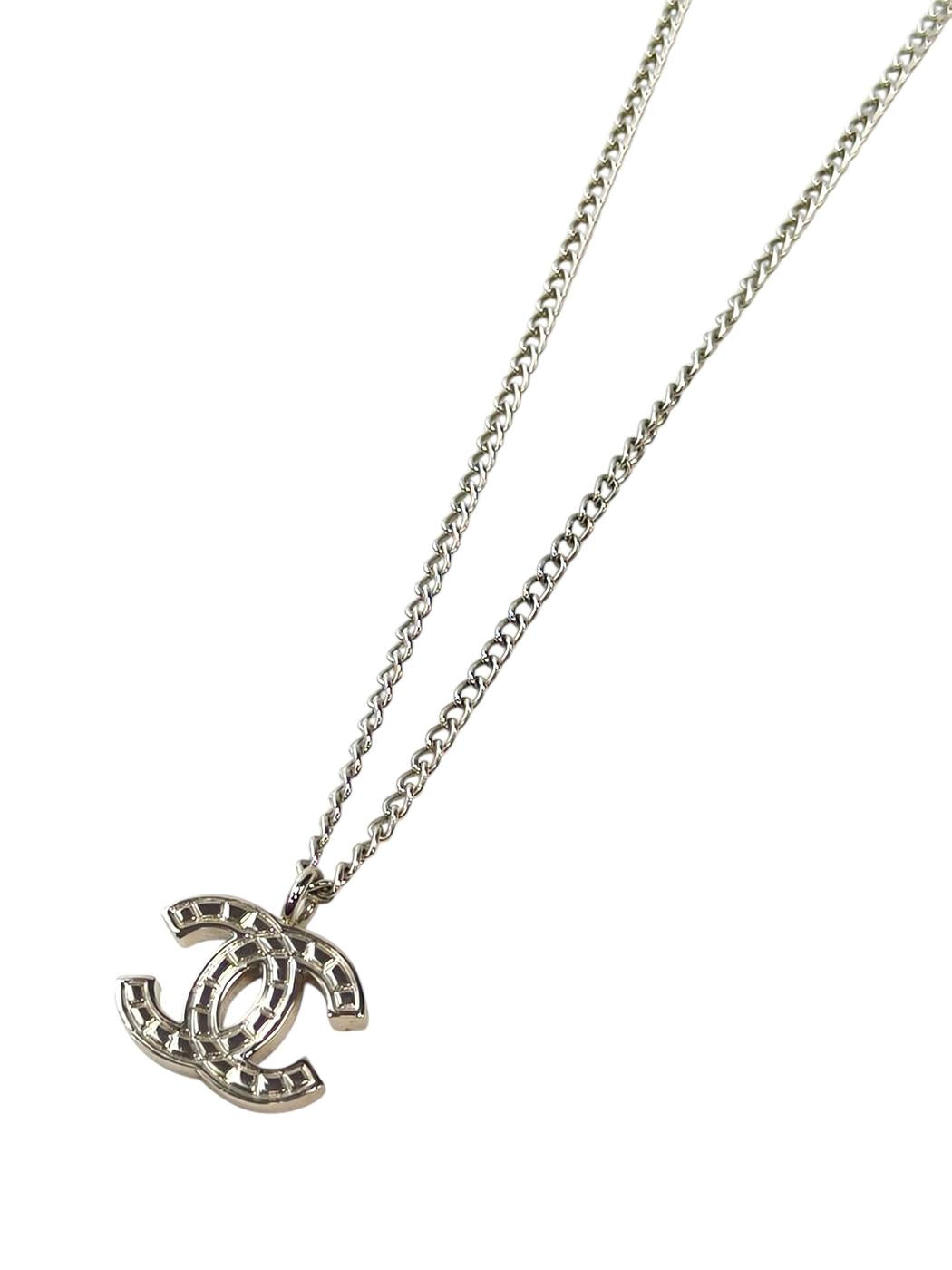 CHANEL Coco Mark Silver Necklace with Collection Plate 03A, Silver, Reference Number: 11817