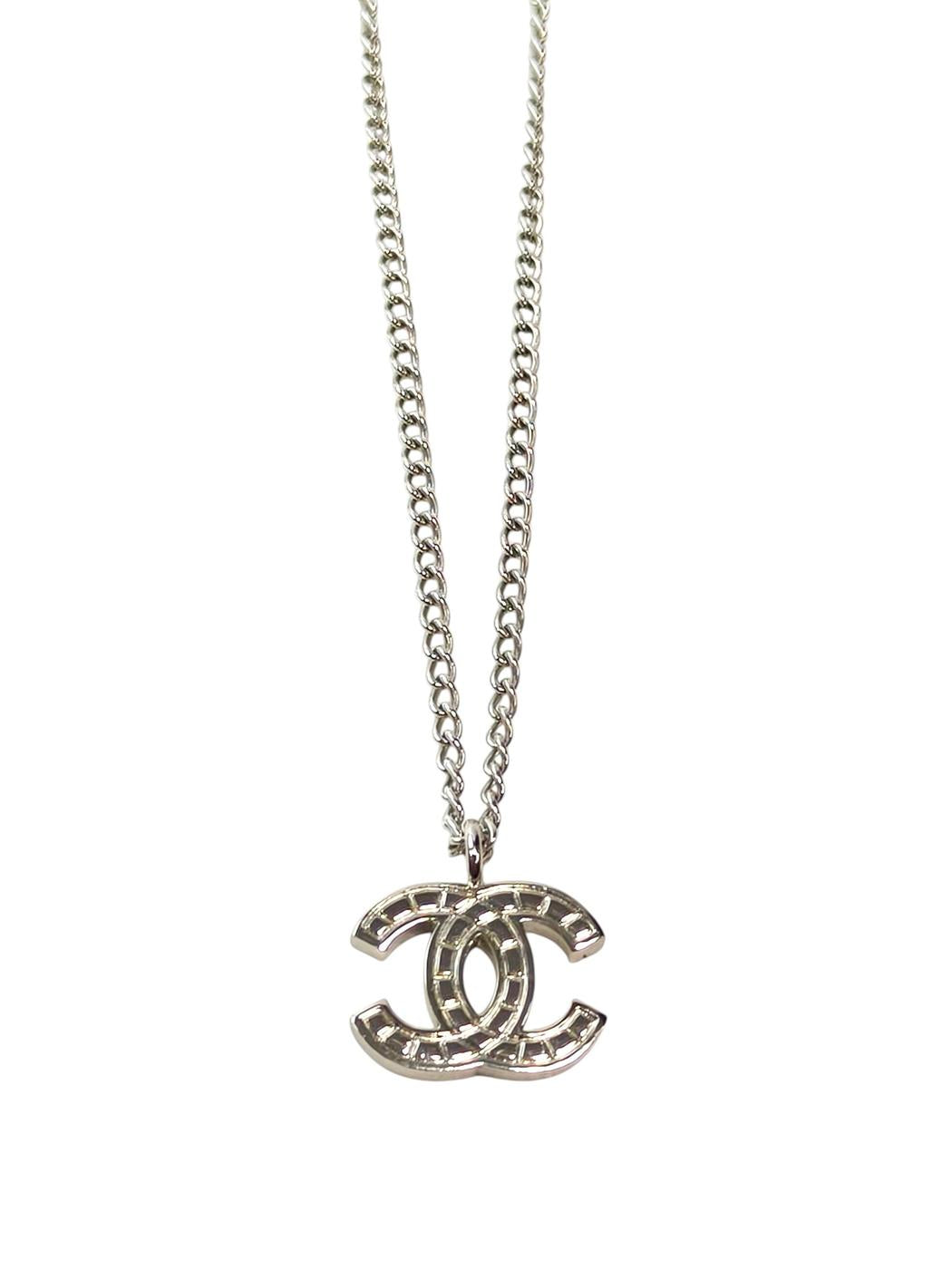 CHANEL Coco Mark Silver Necklace with Collection Plate 03A, Silver, Reference Number: 11817