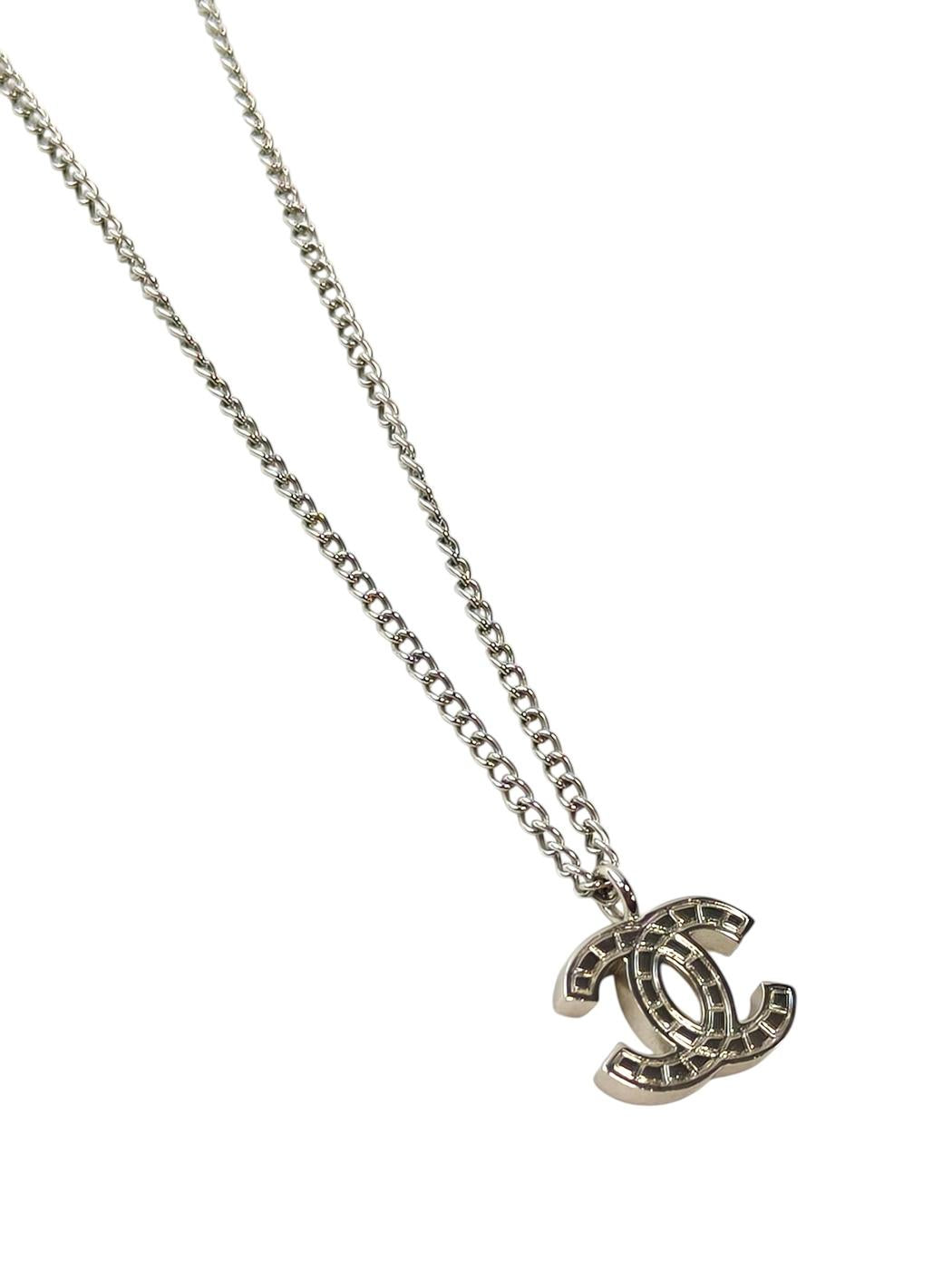 CHANEL Coco Mark Silver Necklace with Collection Plate 03A, Silver, Reference Number: 11817