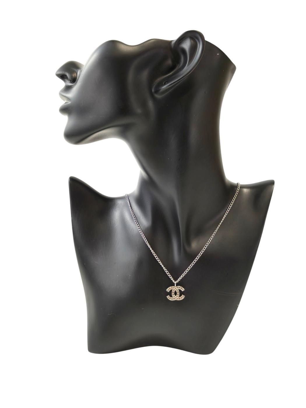CHANEL Coco Mark Silver Necklace with Collection Plate 03A, Silver, Reference Number: 11817