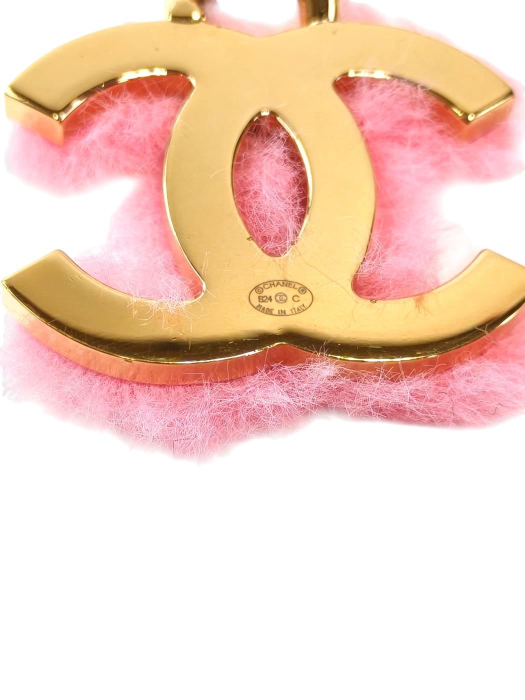 CHANEL Coco Mark Pink Fur Keychain B24C Gold Hardware Management Number: 11822