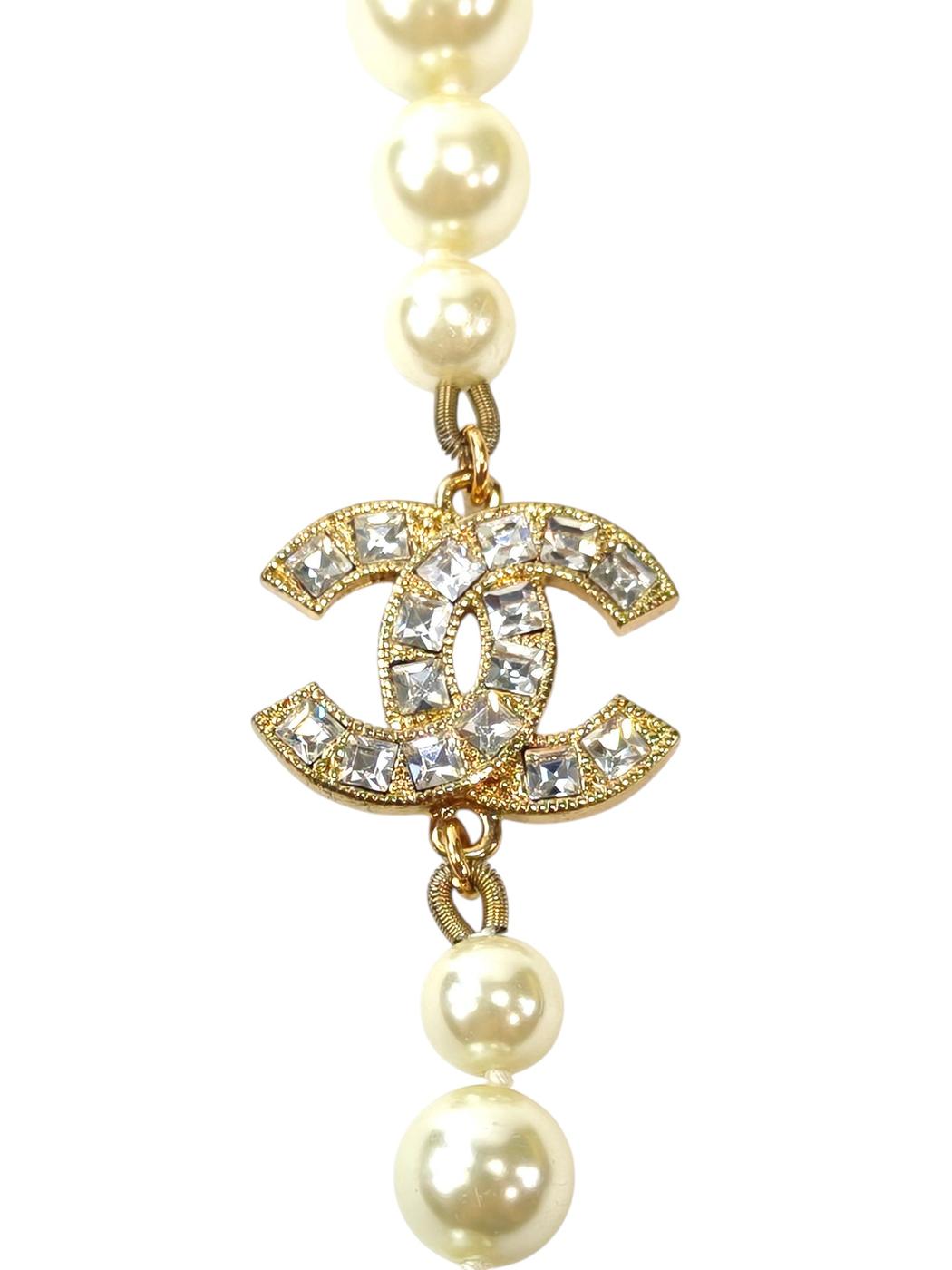 CHANEL 香奈儿 双C Logo 仿珍珠长款项链（带铭牌，15A，2015年款） 管理编号：11838