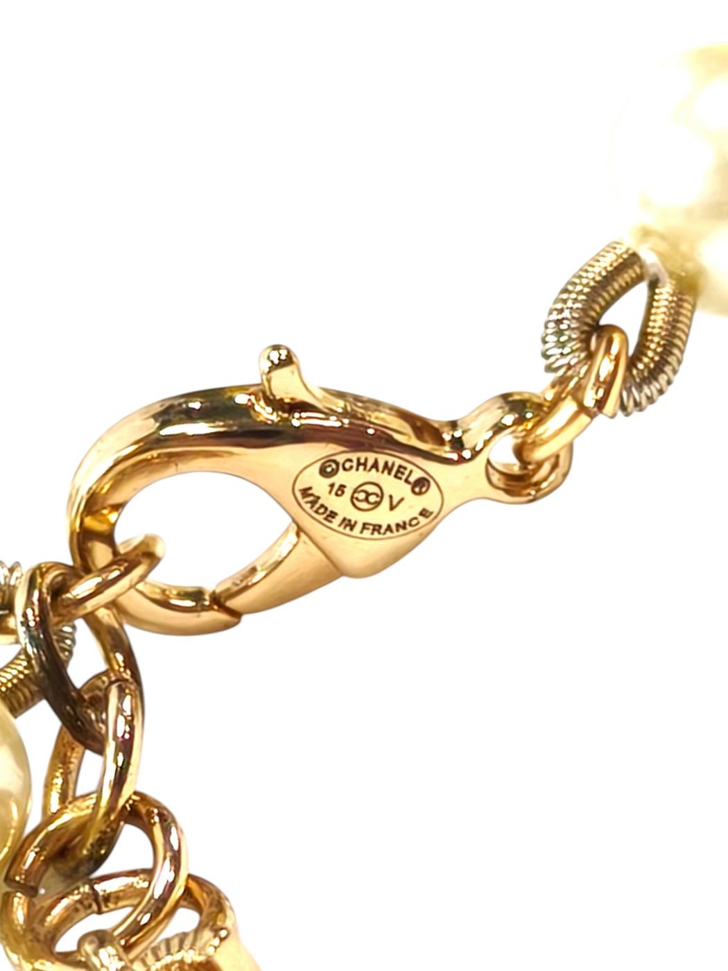 CHANEL 香奈儿 双C Logo 仿珍珠长款项链（带铭牌，15A，2015年款） 管理编号：11838