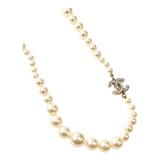 CHANEL Coco Mark Long Faux Pearl Necklace A11V White 2011 Item No.: 11839