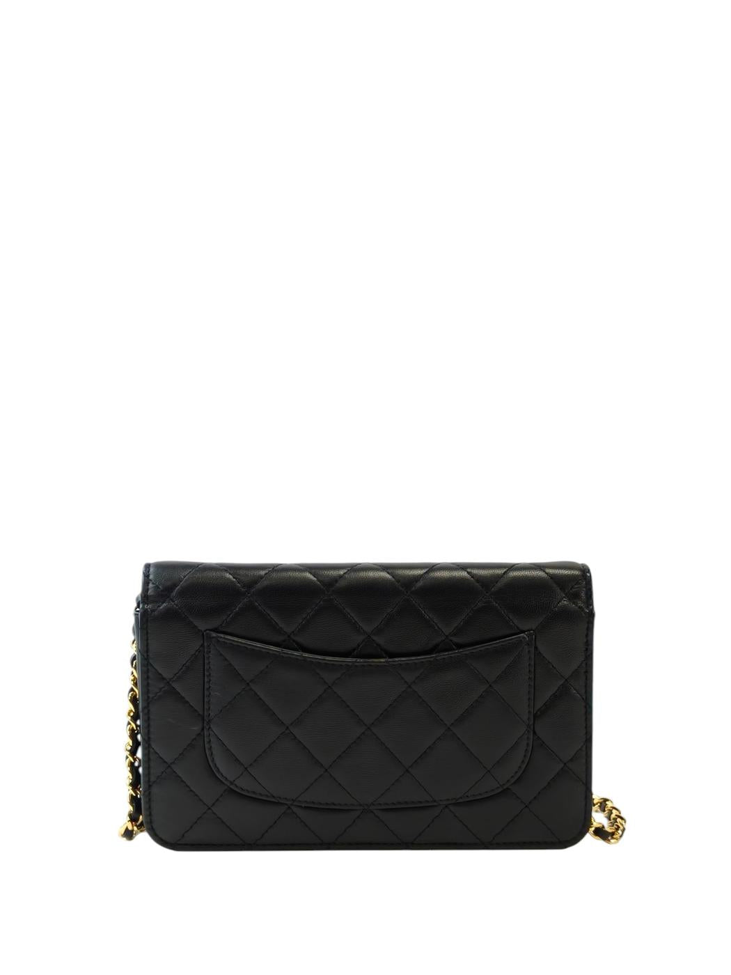 CHANEL マトラッセ カラフルストーン ラムスキン 30番台 チェーンウォレットショルダー 黒 管理番号：11846