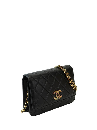 CHANEL マトラッセ カラフルストーン ラムスキン 30番台 チェーンウォレットショルダー 黒 管理番号：11846