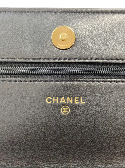 CHANEL マトラッセ カラフルストーン ラムスキン 30番台 チェーンウォレットショルダー 黒 管理番号：11846