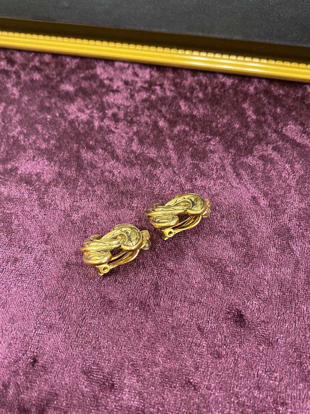 CHANEL シャネル ヴィンテージ ココマーク ミニマトラッセ イヤリング 管理番号：1462