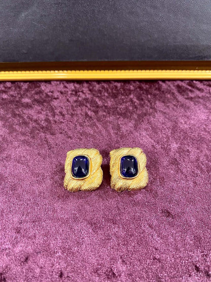 CHANEL シャネル ヴィンテージ カラーストーン 26 イヤリング 金メッキ×青色石 ブルー 管理番号：1463