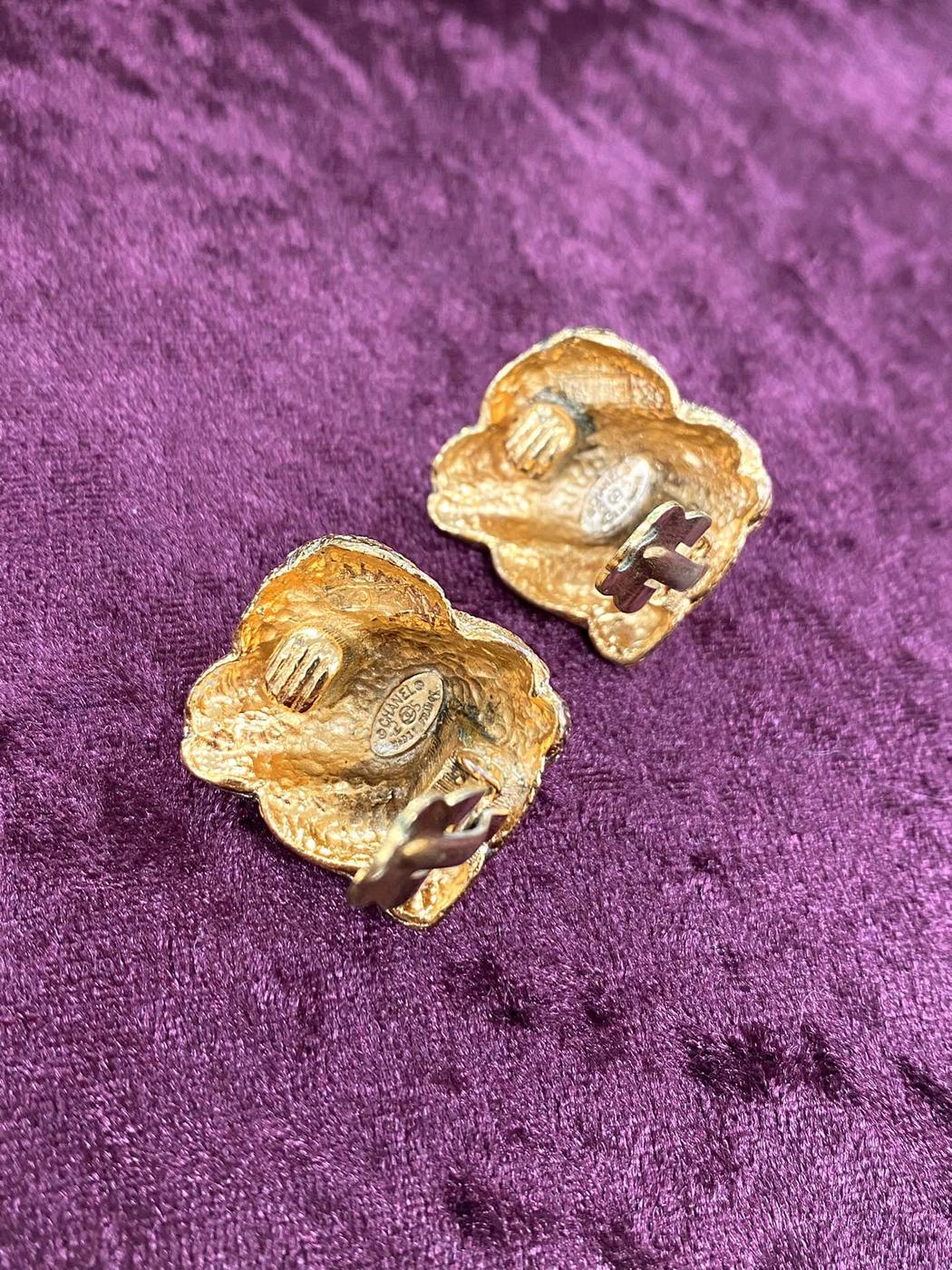 CHANEL シャネル ヴィンテージ カラーストーン 26 イヤリング 金メッキ×青色石 ブルー 管理番号：1463