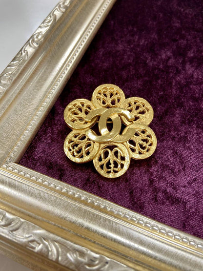 CHANEL シャネル ヴィンテージ フラワーモチーフココマークブローチ 管理番号：1483