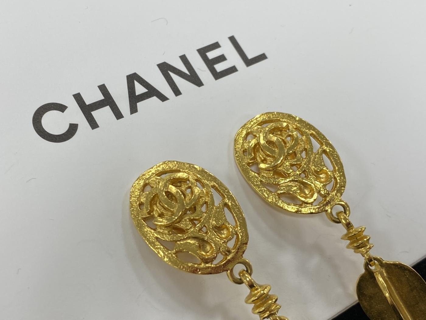 CHANEL シャネル ヴィンテージ コマーク スイング イヤリング 管理番号：1608