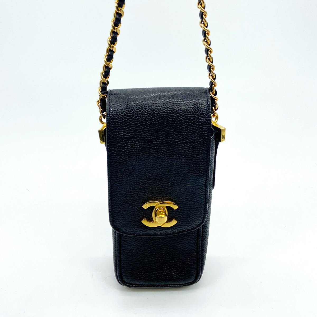 CHANEL シャネル  ヴィンテージ チェーン ポシェット ショルダーバッグ スマホケース キャビアスキン ココマーク レザー 管理番号：3154