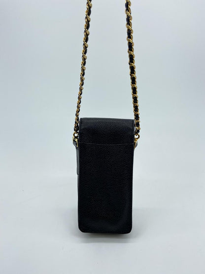CHANEL シャネル  ヴィンテージ チェーン ポシェット ショルダーバッグ スマホケース キャビアスキン ココマーク レザー 管理番号：3154