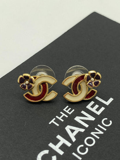 香奈儿 (CHANEL) 耳环（双耳）CC Coco Mark 山茶花金色红色多花米色 参考编号：3548