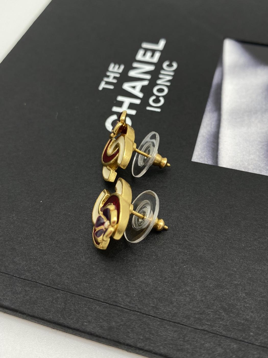 香奈儿 (CHANEL) 耳环（双耳）CC Coco Mark 山茶花金色红色多花米色 参考编号：3548