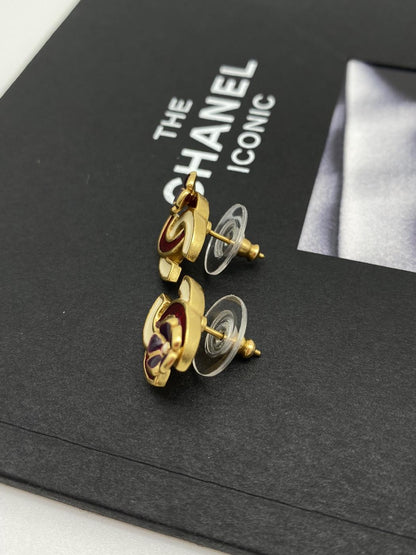 香奈儿 (CHANEL) 耳环（双耳）CC Coco Mark 山茶花金色红色多花米色 参考编号：3548