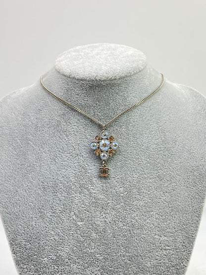 CHANEL Coco Mark Rhinestone Necklace Pendant Flower Rhinestone Necklace Reference Number: 7722