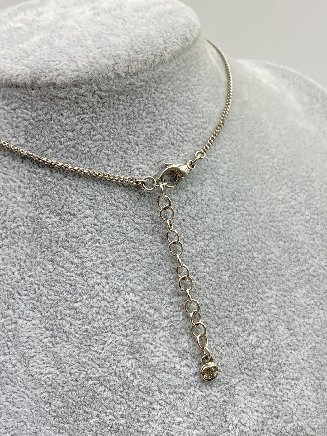 CHANEL Coco Mark Rhinestone Necklace Pendant Flower Rhinestone Necklace Reference Number: 7722