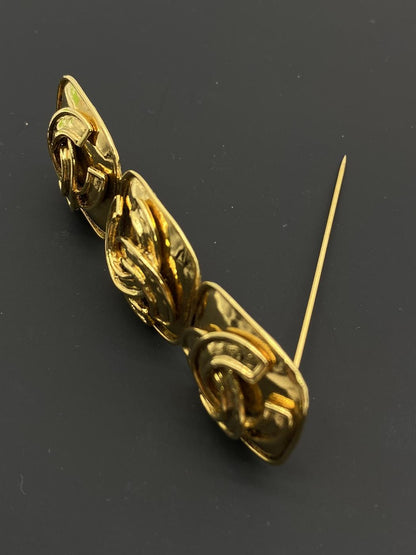 シャネル ココマーク ピンブローチ トリプル 94P ヴィンテージ ゴールド 管理番号：7884