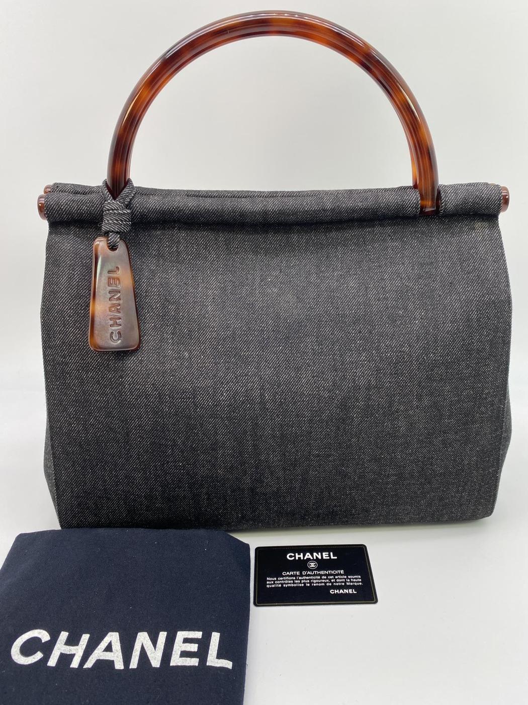 香奈儿 (CHANEL) 牛仔布玳瑁纹手提包 Coco 标志控制编号：8475
