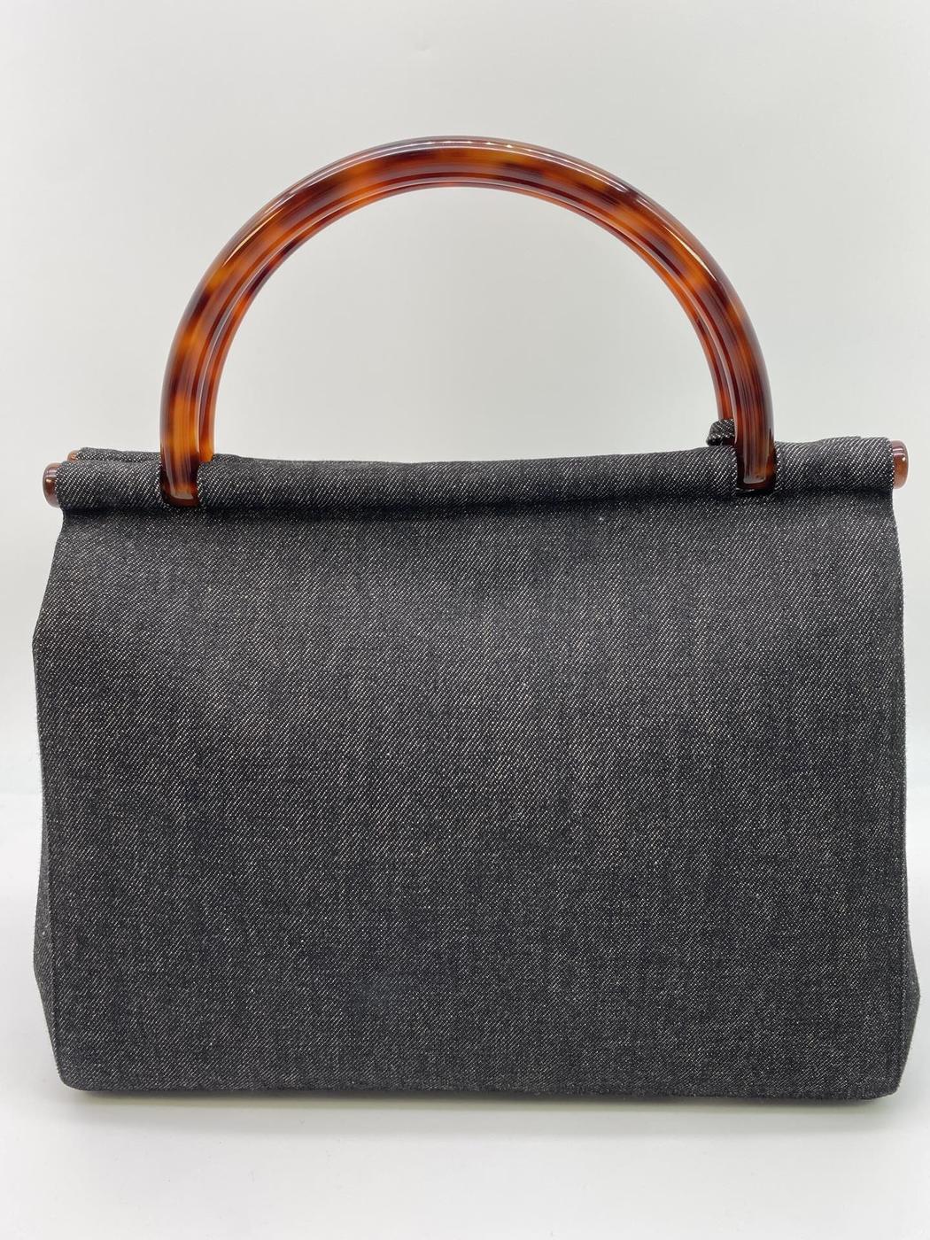 香奈儿 (CHANEL) 牛仔布玳瑁纹手提包 Coco 标志控制编号：8475