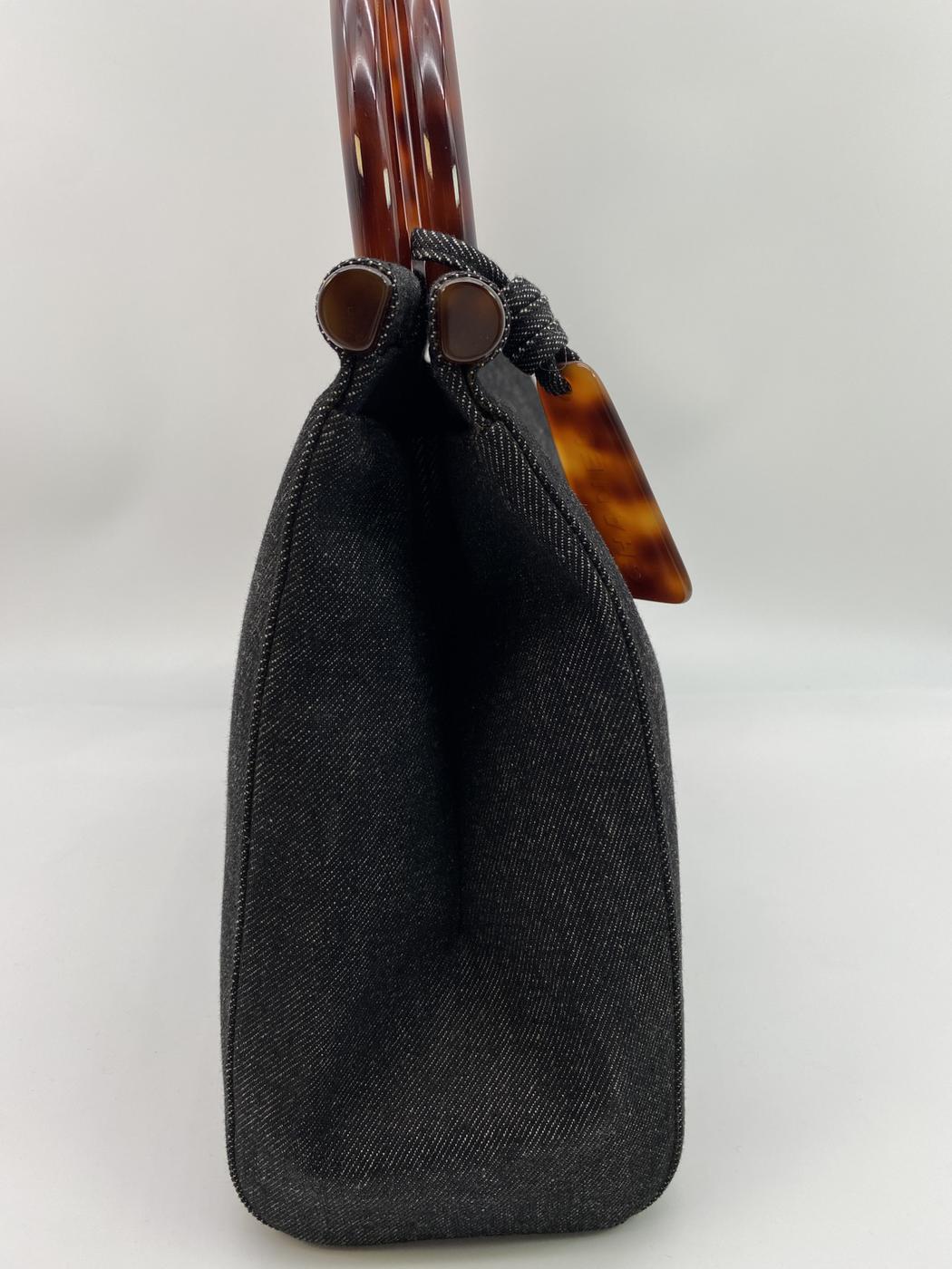 香奈儿 (CHANEL) 牛仔布玳瑁纹手提包 Coco 标志控制编号：8475