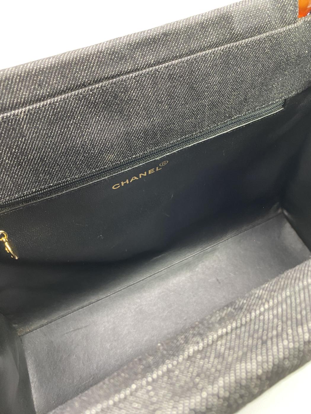 香奈儿 (CHANEL) 牛仔布玳瑁纹手提包 Coco 标志控制编号：8475